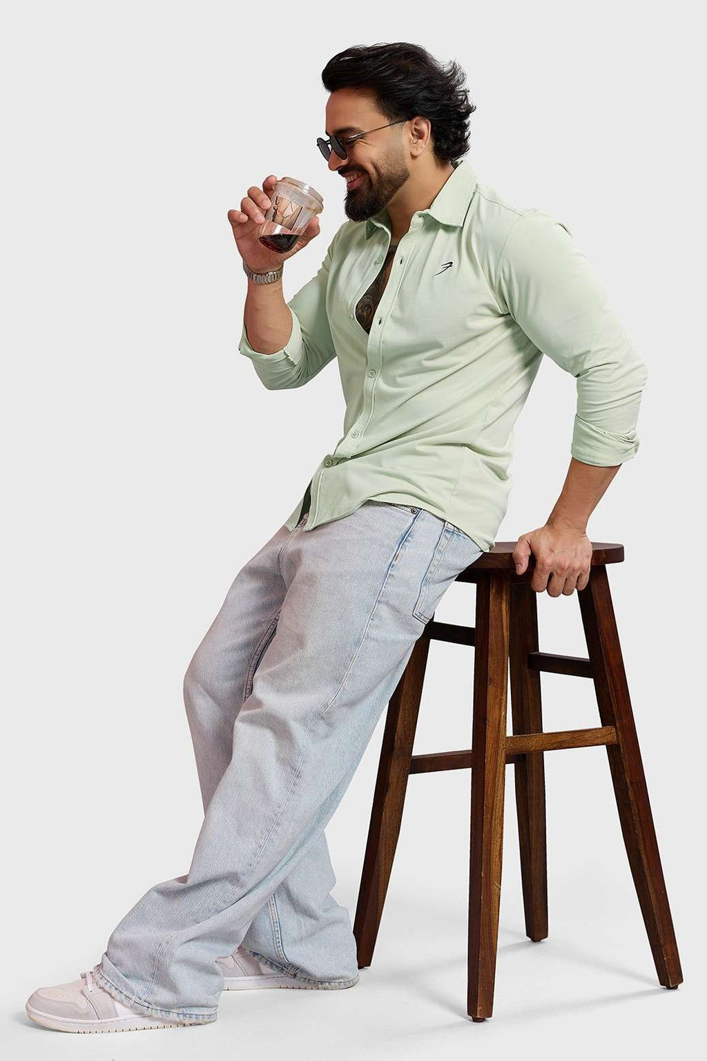 Aero Fullsleeves Shirt Light Green