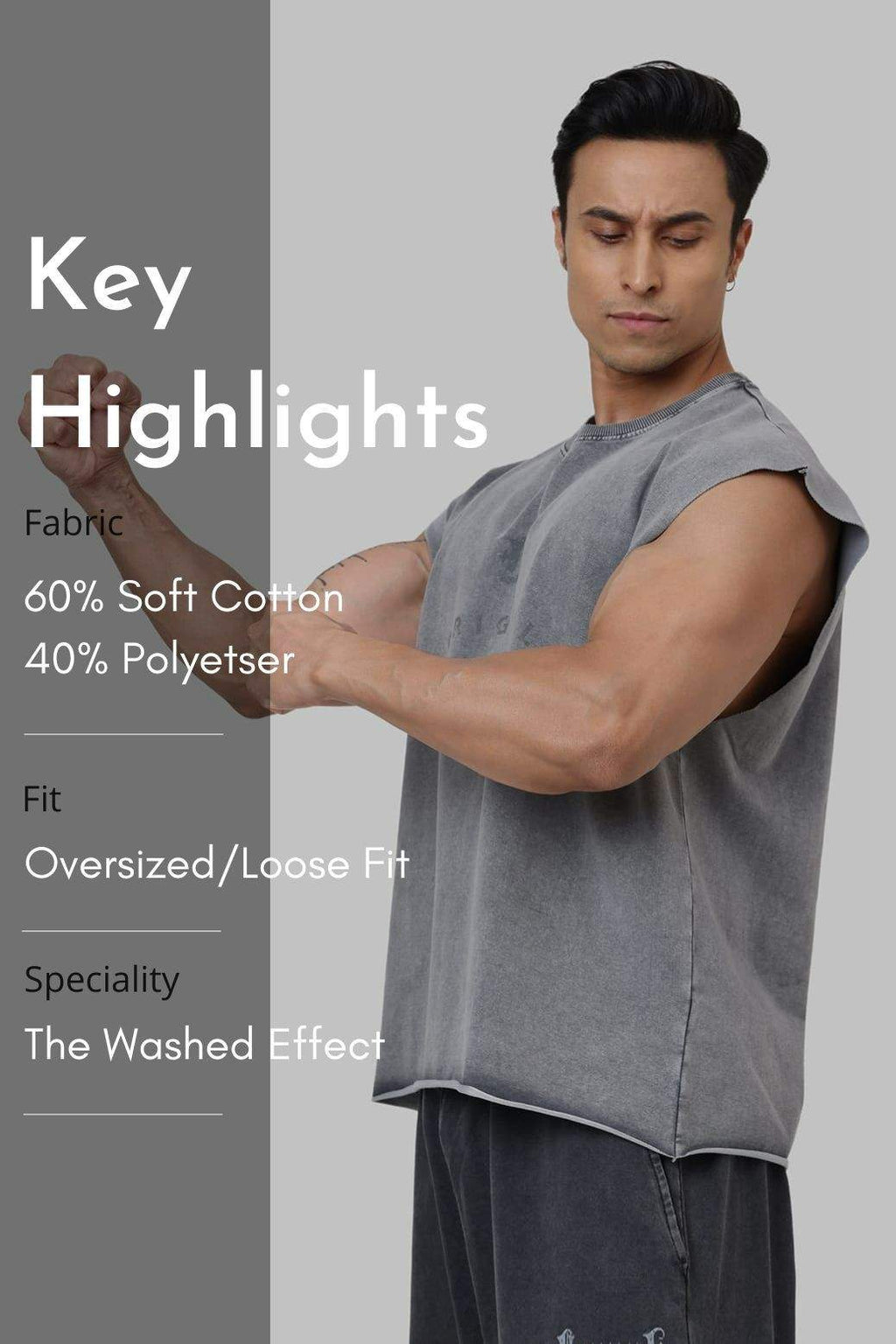 Shadow Washed Capsleeves Tank Light Grey