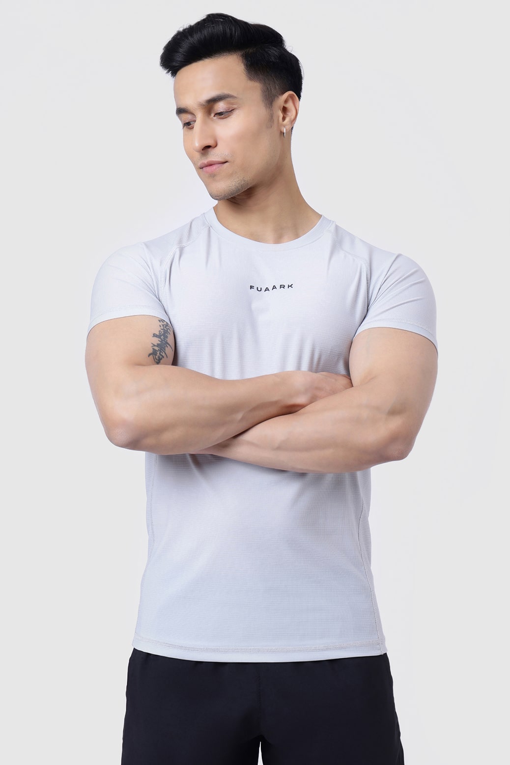 Blaze Nylon T-shirt Grey and 2 in 1 Compression Shorts Black