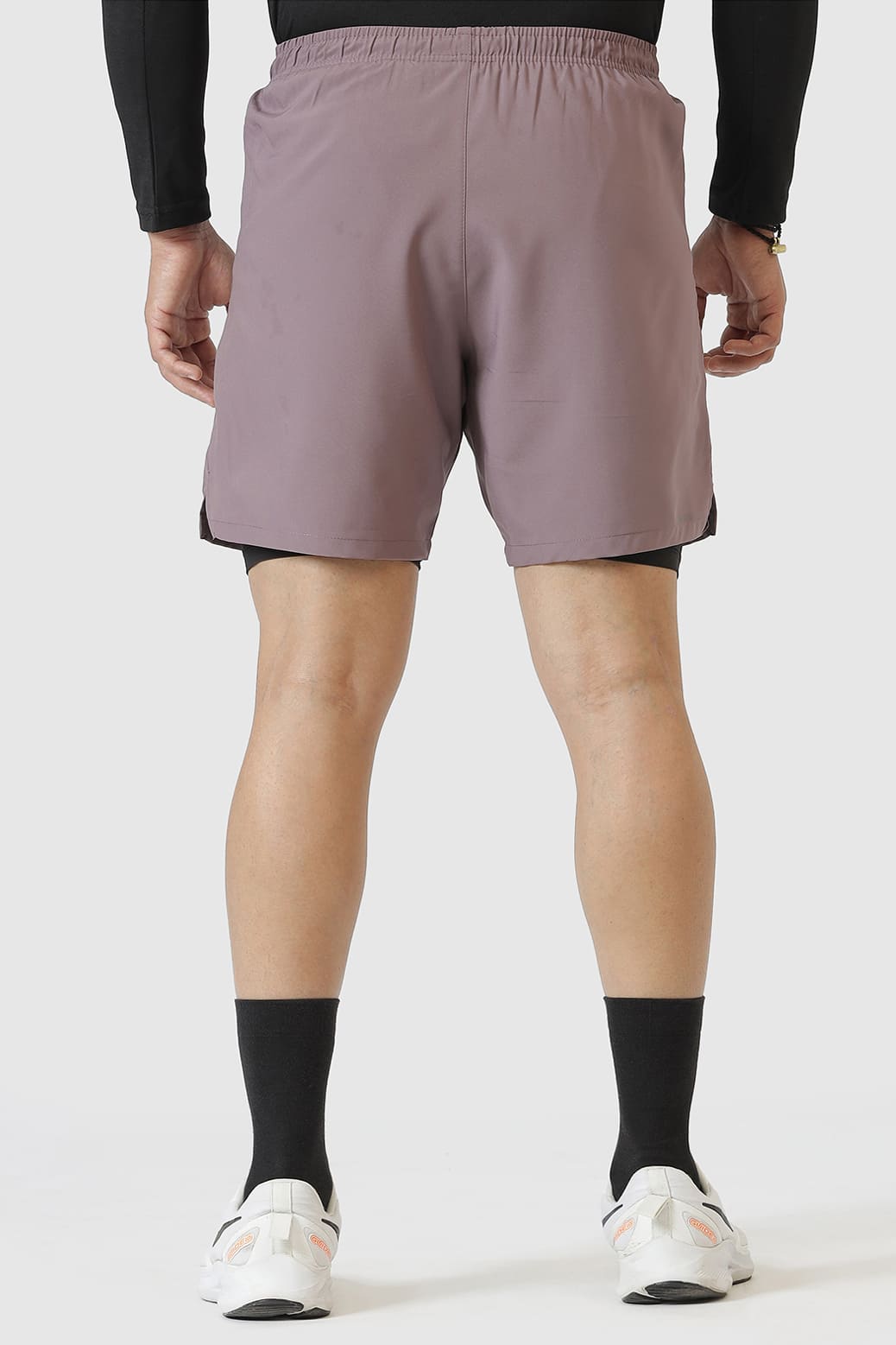 Chase T-shirt Black and 2 in 1 Compression Shorts Mauve