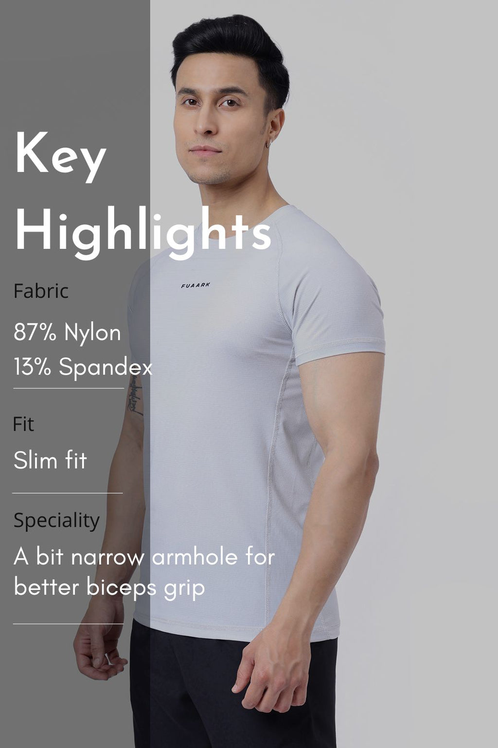 Blaze Nylon T-shirt Grey and 2 in 1 Compression Shorts Black