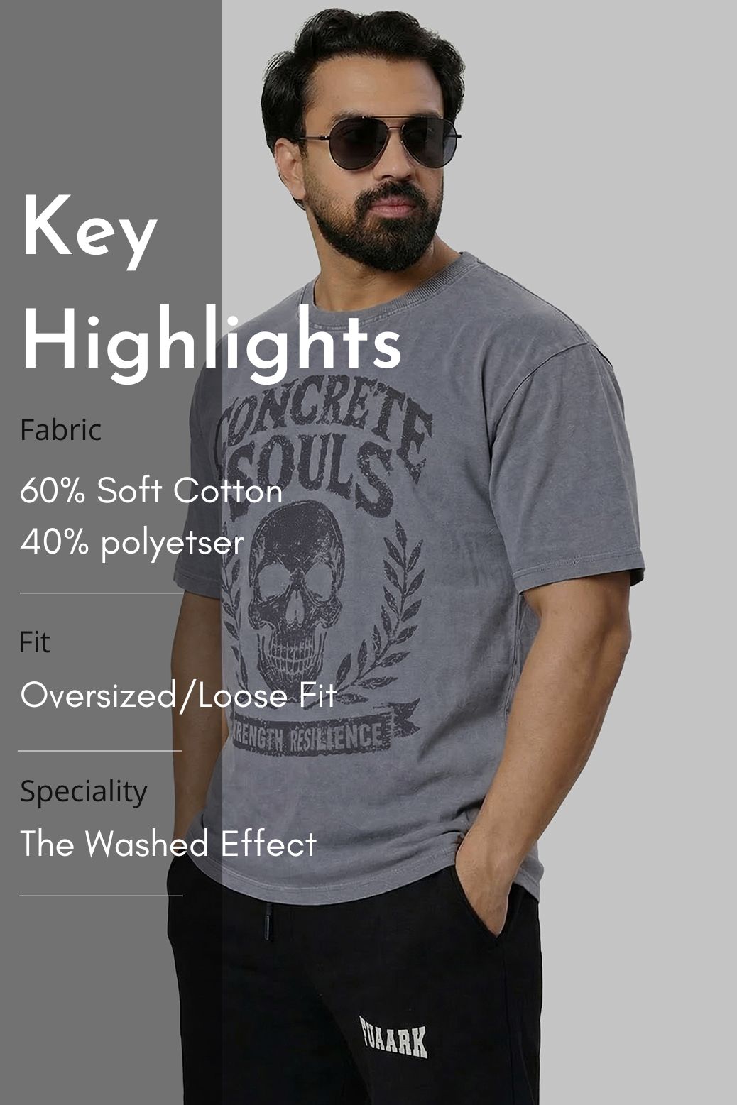 Concrete Soul Washed Oversized T-shirt Light Grey