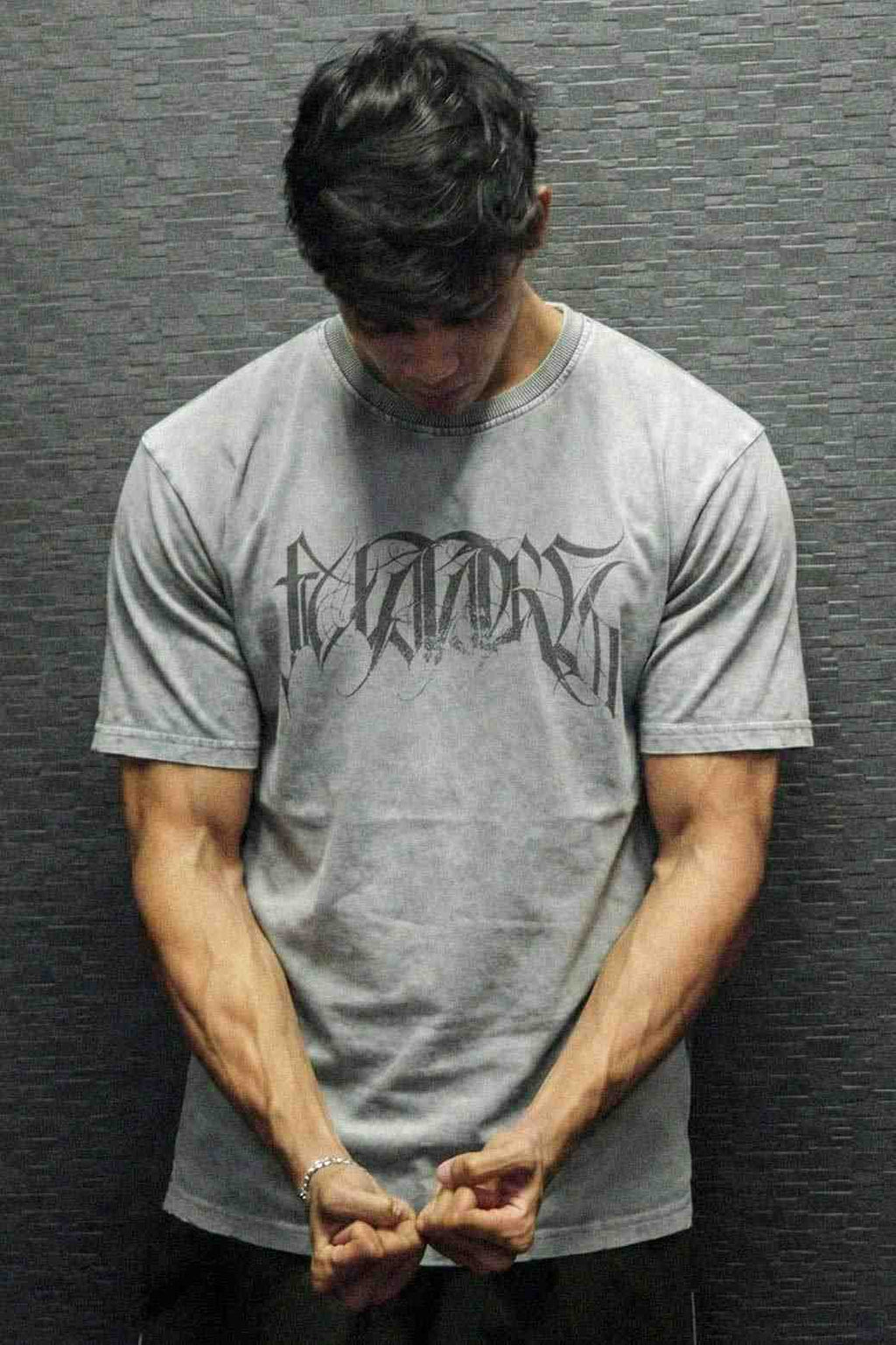 Skull Washed Oversized T-shirt Light Grey