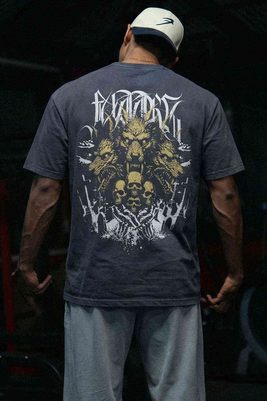 Skull Washed Oversized T-shirt Navy