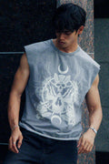 Restricted Washed Capsleeve Tank Light Grey