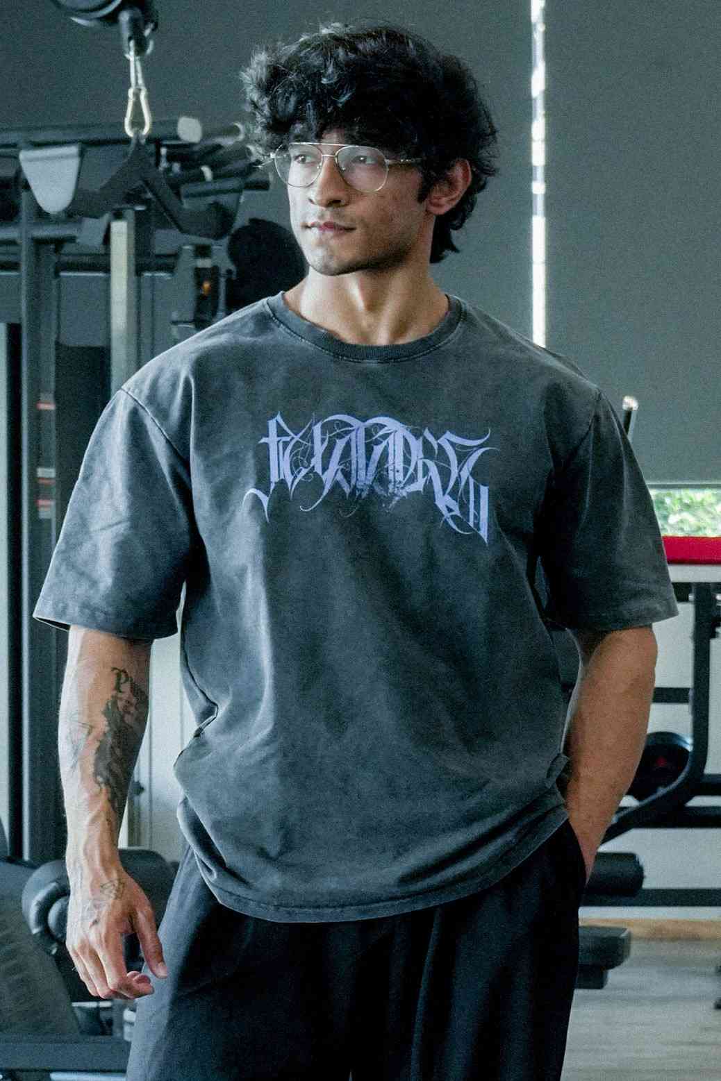 Skull Washed Oversized T-shirt Dark Grey