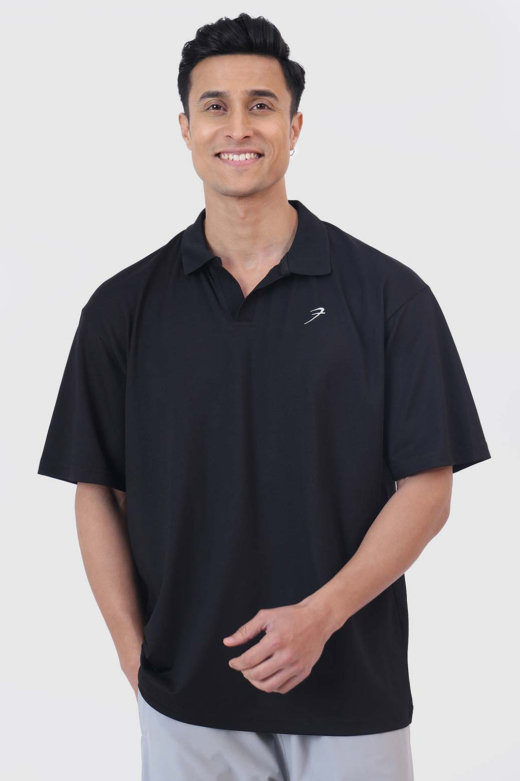 Noir Oversized Polo T-shirt Black