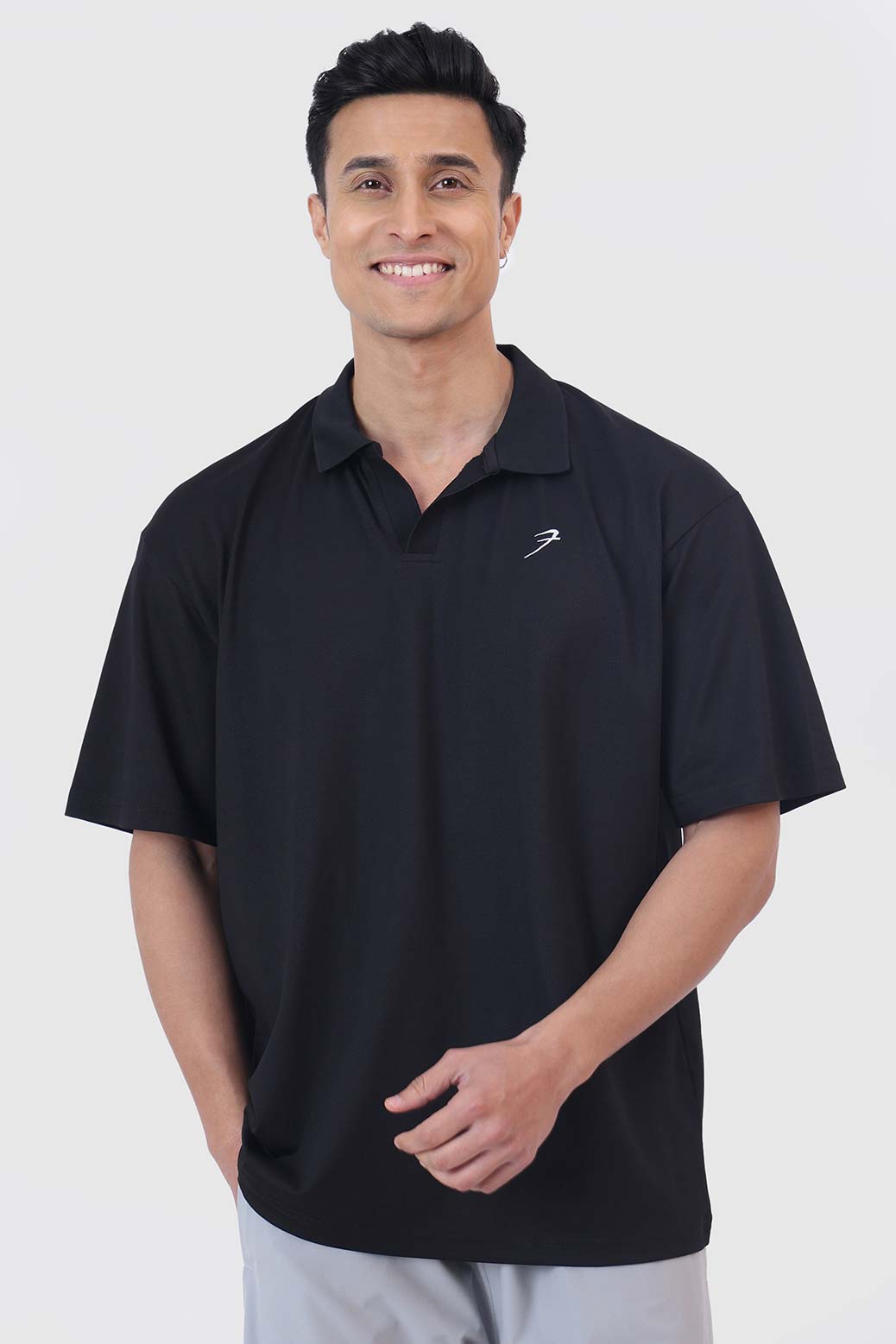 Noir Oversized Polo T-shirt Black