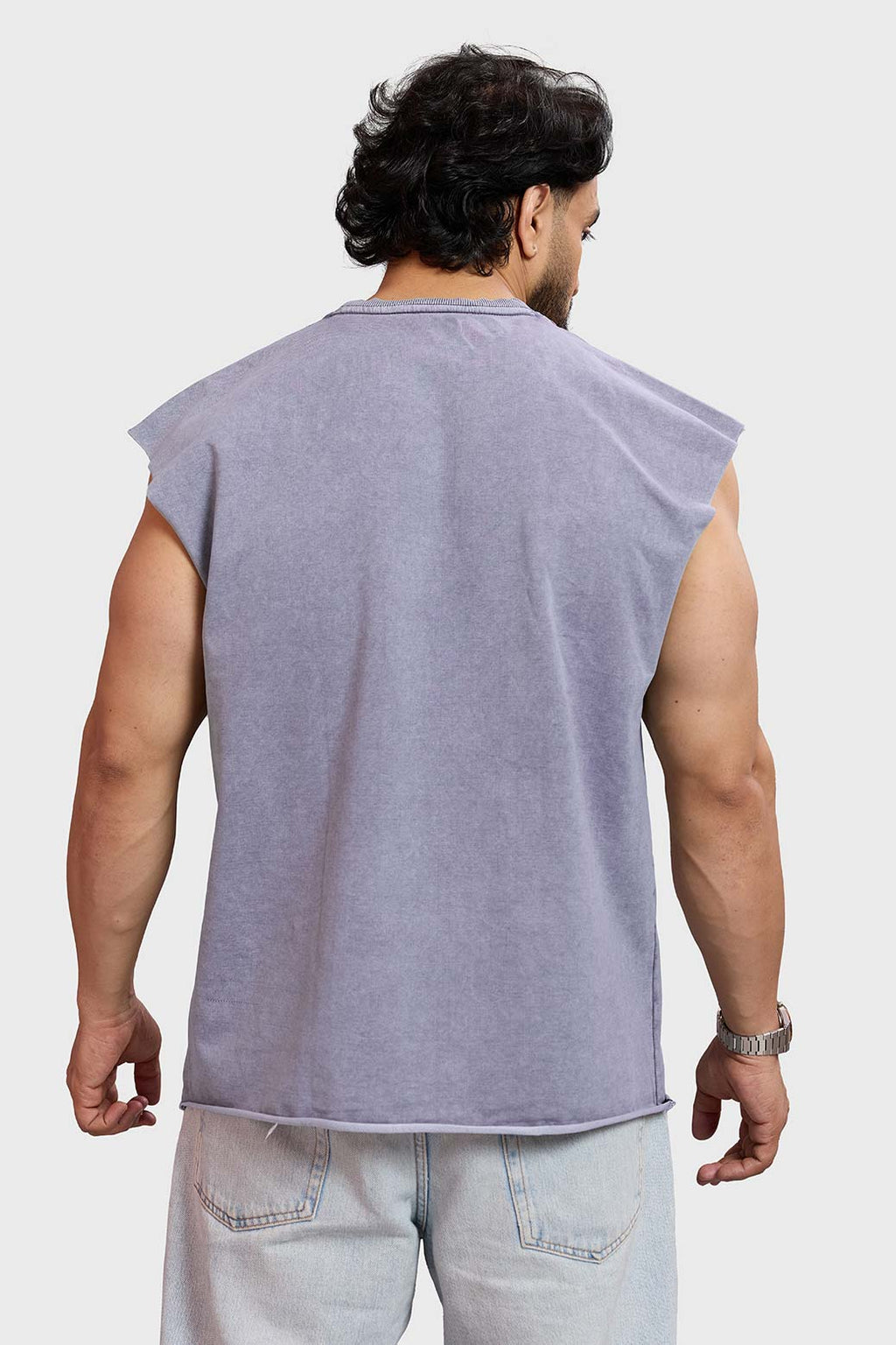 Restricted Washed Capsleeve Tank Light Grey