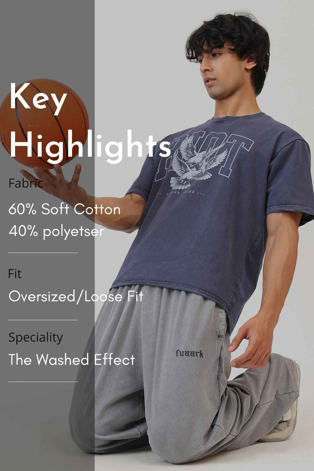 Shadow Washed Oversized T-shirt Navy