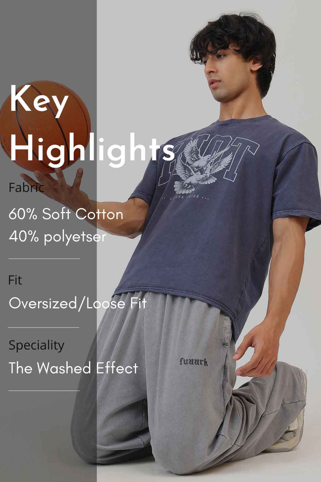 Shadow Washed Oversized T-shirt Navy