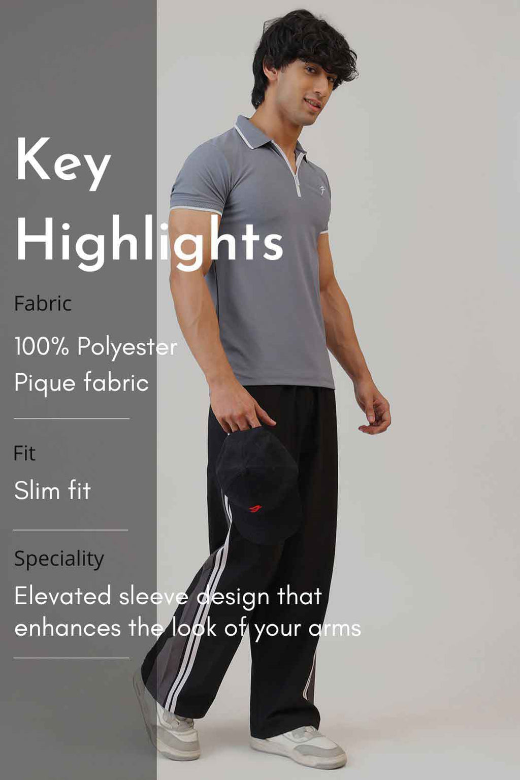Stride Polo T-shirt Grey