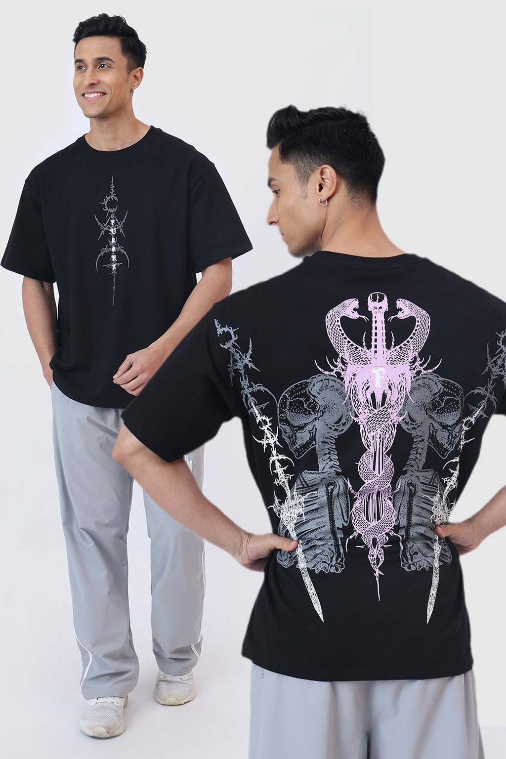 Twin Sword Oversized  T-shirt Black